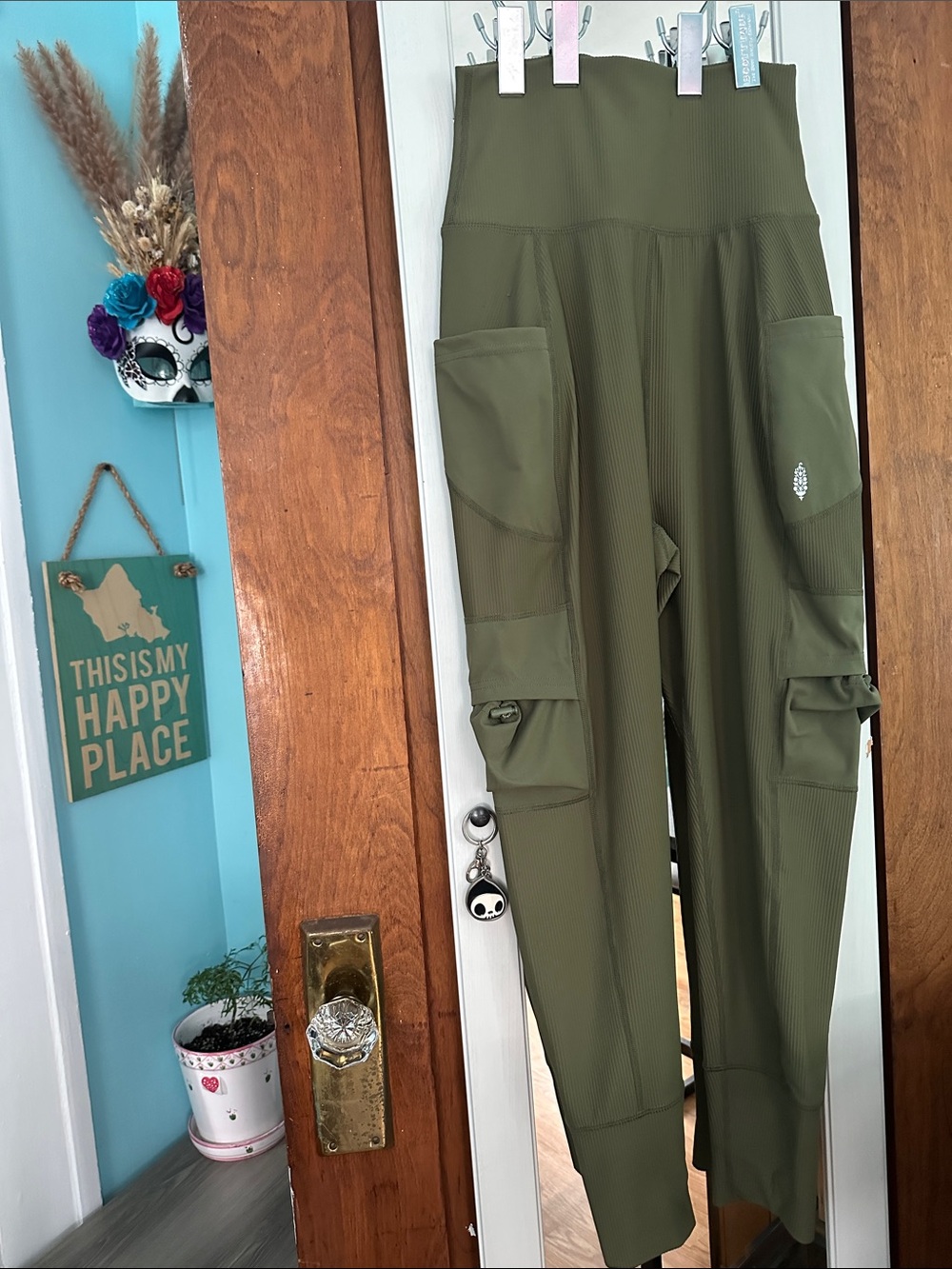 FP Movement by Free People Olive Green Ribbed Cargo Joggers